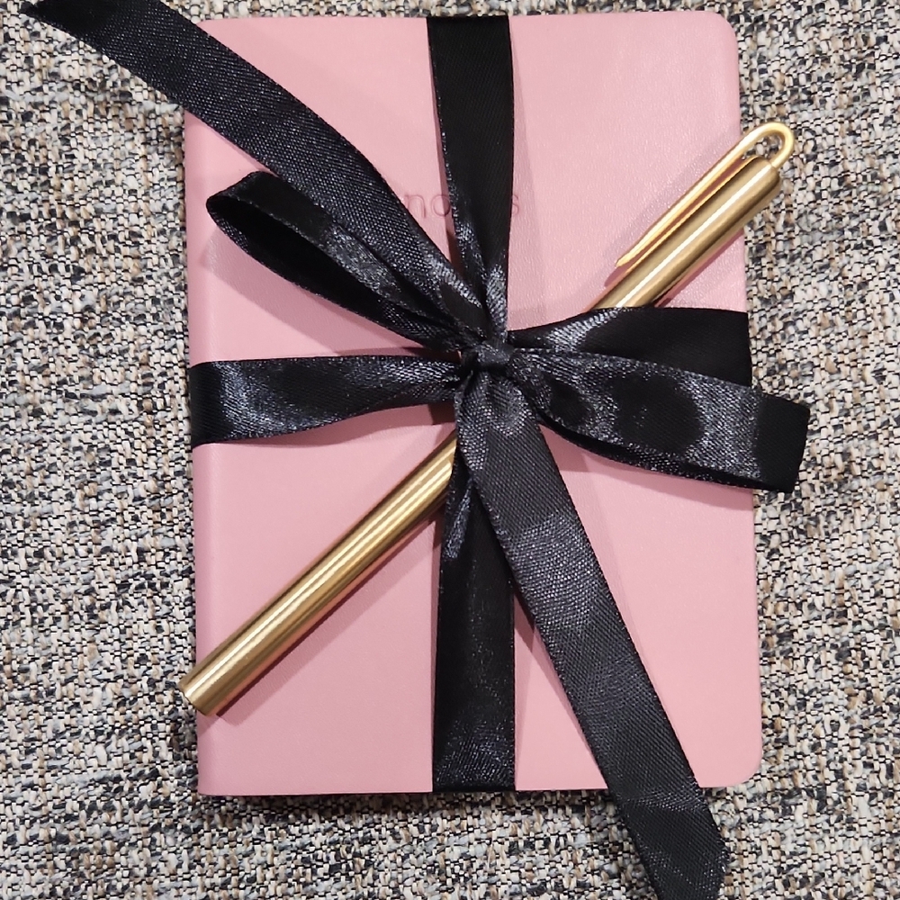 Elegant Pink Office Journal and Gold Pen